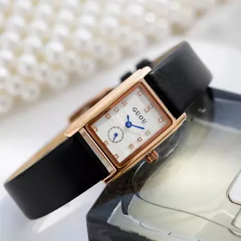 Женские кварцевые часы с маленьким циферблатом, повседневные Простые наручные часы с кожаным ремешком, 2024