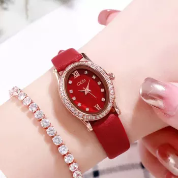 Женские кварцевые часы с маленьким циферблатом, с кожаным ремешком