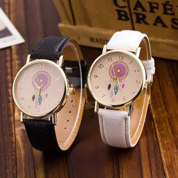 Женские кварцевые часы с ремешком из ПУ кожи