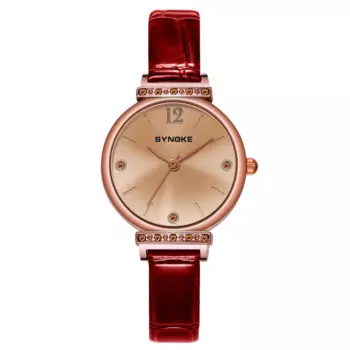 Женские кварцевые часы, женские наручные часы с кожаным ремешком из сплава, водонепроницаемые брендовые элегантные женские часы SYNOKE