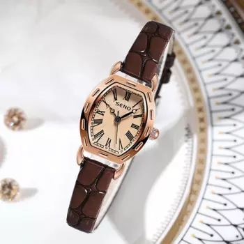 Женские кварцевые наручные часы с кожаным ремешком, водонепроницаемые