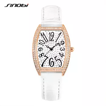 Женские кварцевые наручные часы с кожаным ремешком и римскими цифрами