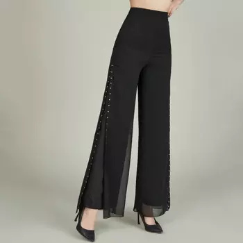 Женские Летние шифоновые брюки с высокой талией и широкими штанинами