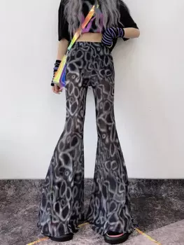 Женские летние тонкие сетчатые брюки с драпировкой и высокой талией