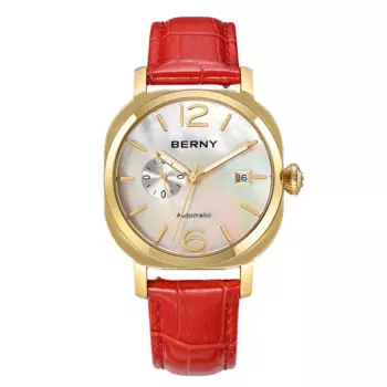 Женские Механические наручные часы BERNY, сапфировые часы MIYOTA из натуральной кожи 8217, автоматические роскошные женские часы, светящиеся водонепроницаемые часы 5 атм