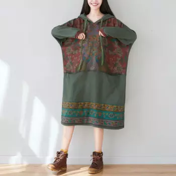 Женские Мешковатые пуловеры с капюшоном, свободные кофты на завязках с капюшоном и рукавами «летучая мышь», винтажная Толстовка большого размера с принтом, пуловер