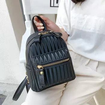 Женские мини-рюкзаки из искусственной кожи, многофункциональные женские сумки на ремне, рюкзак для девочек-подростков, черный мягкий ранец