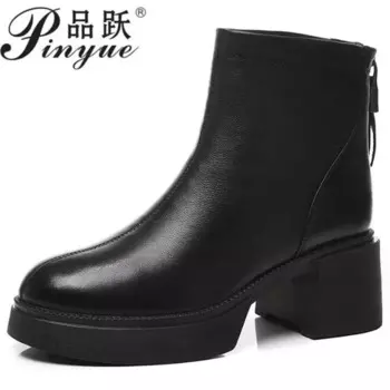 Женские Модные кожаные ботильоны из овечьей кожи на молнии сзади, 5,5 см, Женские Элегантные ботильоны на квадратном каблуке, женские рыцарские ботильоны