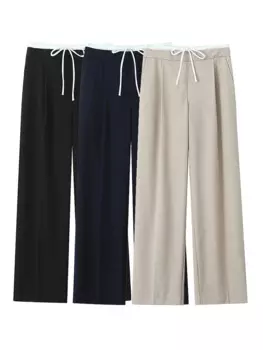 Женские модные однотонные брюки Willshela с боковой молнией, винтажные женские шикарные брюки с высокой эластичной талией