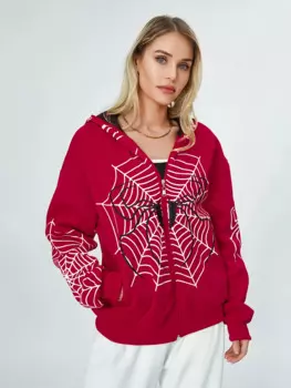 Женские модные толстовки с буквенным принтом, свитшоты с длинным рукавом в стиле готического Харадзюку, y2k, искусственная куртка, одежда на Хэллоуин, 2024