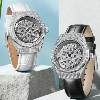 Женские наручные часы с кожаным ремешком, водонепроницаемые кварцевые часы со стразами