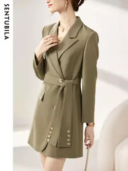 Женские офисные платья-рубашки Sentubila, Модные Элегантные Простые прямые платья миди с длинным рукавом, лето 2023