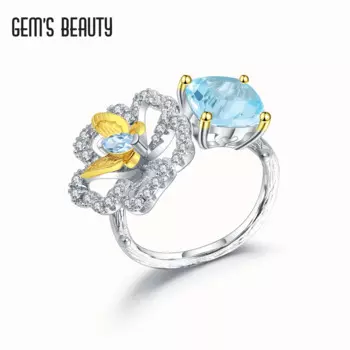 Женские открытые кольца из серебра 925 пробы, с натуральным Цитрином