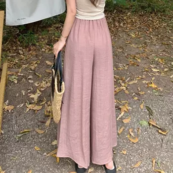 Женские Плиссированные широкие брюки на шнуровке, с высокой талией