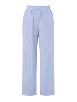 Женские полосатые брюки с принтом, повседневные эластичные широкие брюки с высокой талией, уличные брюки с карманами