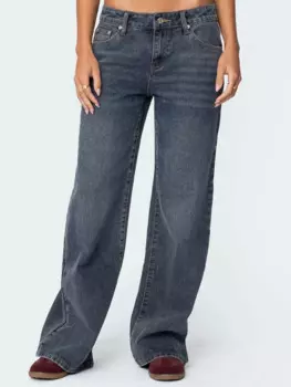 Женские потертые джинсы с низкой посадкой, винтажные широкие свободные джинсовые брюки, мешковатые брюки с карманами