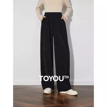 Женские повседневные брюки TOYOUTH, Осень-зима 2024, новые европейские бархатные прямые широкие штаны, длинные брюки в ленивом стиле