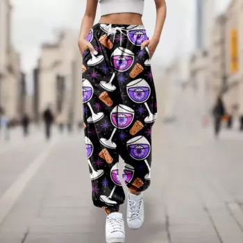 Женские повседневные длинные брюки с мультяшным принтом на Хэллоуин