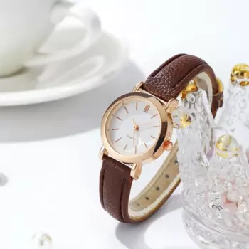 Женские повседневные маленькие кварцевые часы с кожаным ремешком Jam Tangan Wanita Prempuan