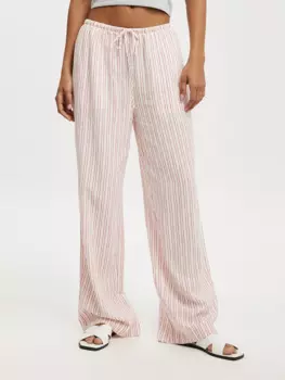 Женские повседневные широкие брюки в полоску, Свободные повседневные широкие брюки со шнуровкой и принтом