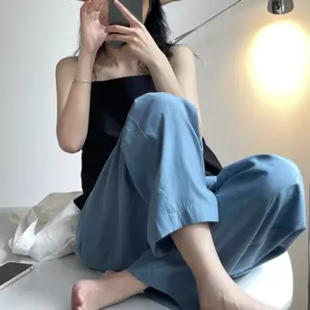 Женские повседневные свободные широкие брюки с высокой талией, сплошной цвет, лето