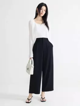 Женские Простые Костюмные брюки DUSHU, офисные длинные Саржевые женские длинные брюки, черные летние брюки 24DS82858 + 24DS82859