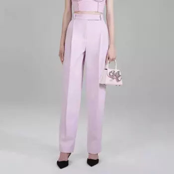 Женские прямые брюки с высокой талией, простые повседневные женские брюки