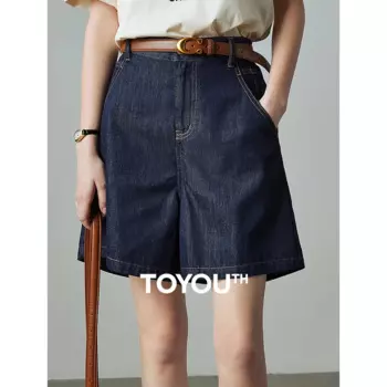 Женские прямые джинсовые брюки с карманами и высокой талией