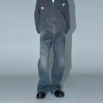 Женские прямые винтажные брюки Vibe, синие стильные брюки с высокой талией в уличном стиле