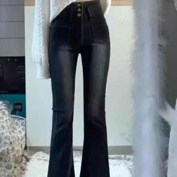 Женские расклешенные джинсы большого размера в стиле ретро