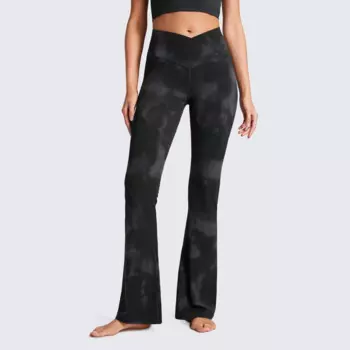 Женские расклешенные леггинсы с высокой талией, с V-образным вырезом