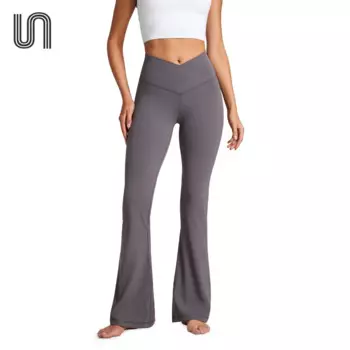 Женские расклешенные леггинсы с высокой талией, с V-образным вырезом