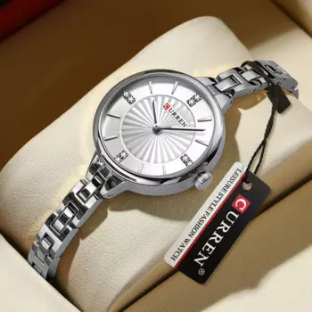 Женские роскошные часы CURREN, модные женские кварцевые наручные часы, часы ведущей марки стразы, водонепроницаемые часы с циферблатом, женские часы 9097