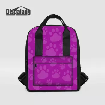 Женские рюкзаки Dispalang, школьные ранцы с принтом кошек и лап для девочек-подростков, женский рюкзак для ноутбука, повседневные Наплечные сумки