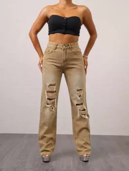 Женские рваные джинсы с высокой талией Y2K