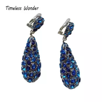 Женские серьги-клипсы с цирконом, в виде капли дождя