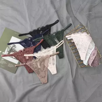Женские сексуальные стринги, прозрачные кружевные трусики, нижнее белье с низкой талией, открытые стринги, бесшовные женские трусы с Т-образной спинкой, нижнее белье