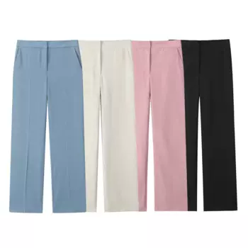 Женские широкие брюки с боковыми карманами и завышенной талией