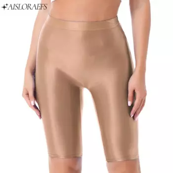 Женские Штаны Для Йоги 2024, глянцевые эластичные облегающие короткие леггинсы с высокой талией, одежда для плавания, повседневные спортивные шорты для фитнеса и тренировок
