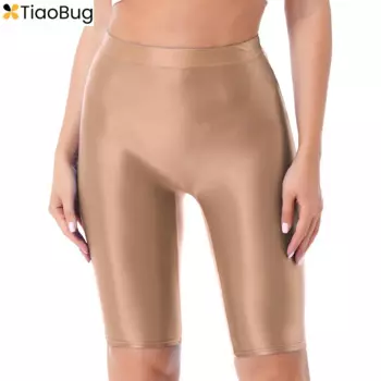 Женские Штаны Для Йоги, летние глянцевые эластичные облегающие короткие леггинсы с высокой талией, одежда для плавания, повседневные спортивные шорты для фитнеса и тренировок