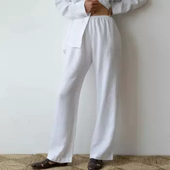 Женские штаны с эластичным поясом, однотонные Свободные повседневные удобные штаны с широкими штанинами, пижамные штаны, уличные штаны в клетку