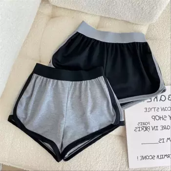 Женские спортивные шорты, однотонные, простые, повседневные, утягивающие, свободные шорты, короткие в полоску для женщин, летняя мода с высокой талией