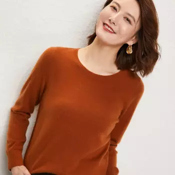 Женские свитера с круглым вырезом, 100% чистый Пашмина, вязаные пуловеры, лидер продаж, зимние теплые трикотажные изделия с длинным рукавом, кашемировая одежда