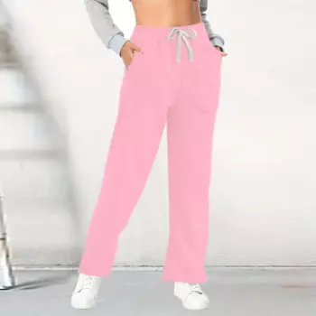 Женские свободные широкие спортивные брюки, эластичные Прямые спортивные брюки со шнуровкой, женские плиссированные брюки