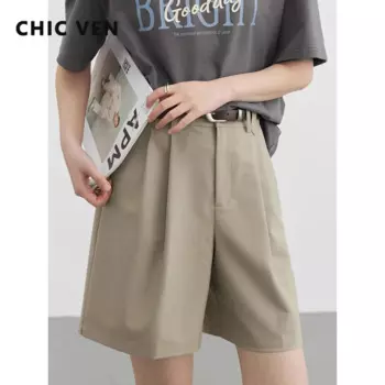 Женские свободные шорты CHIC VEN, повседневный однотонный костюм, короткие узкие широкие брюки с высокой талией, женские полубрюки, лето 2023, для девочек