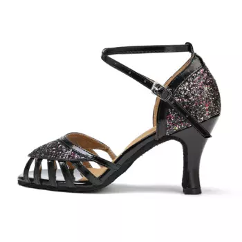 Женские танцевальные туфли, черные туфли на каблуке 7,0 см