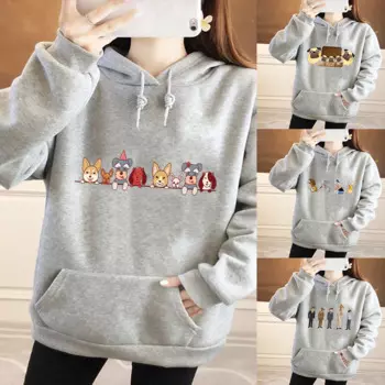 Женские толстовки, повседневные Костюмы, новые женские свитера, смешные принты, пуловеры в стиле Харадзюку, парные костюмы, рубашки из полиэстера и хлопка