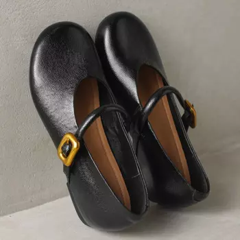 Женские туфли из натуральной кожи, с круглым носком, без застежек, размеры 34-41