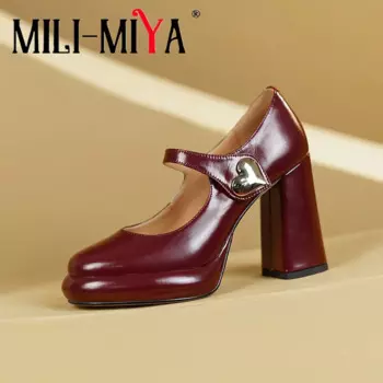 Женские туфли-лодочки из бычьей кожи с круглым носком