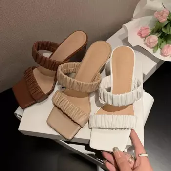 Женские туфли на танкетке абрикосового цвета, повседневные туфли-лодочки для выпускного вечера, с плиссированным ремешком, коричневые шлепанцы, обувь для женщин